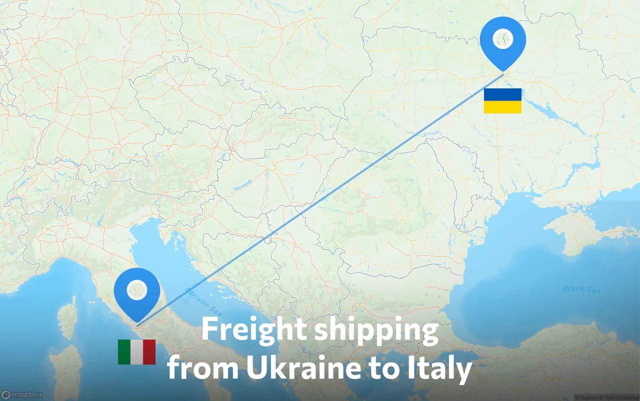Shipping route from Ukraine to Italy