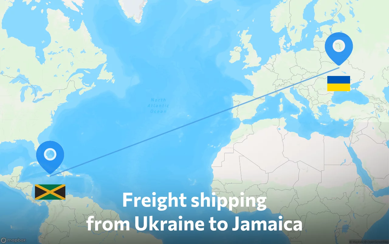 Shipping route from Ukraine to Jamaica