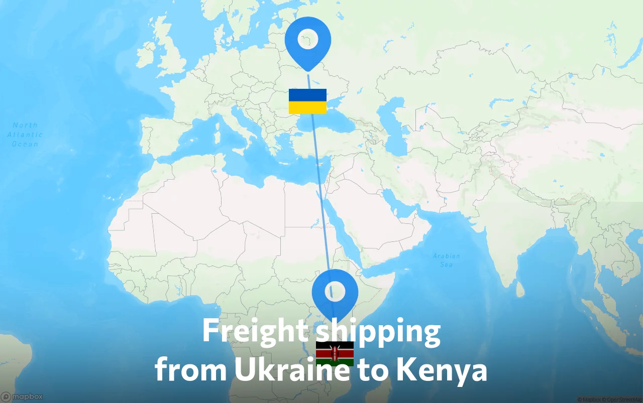 Shipping route from Ukraine to Kenya