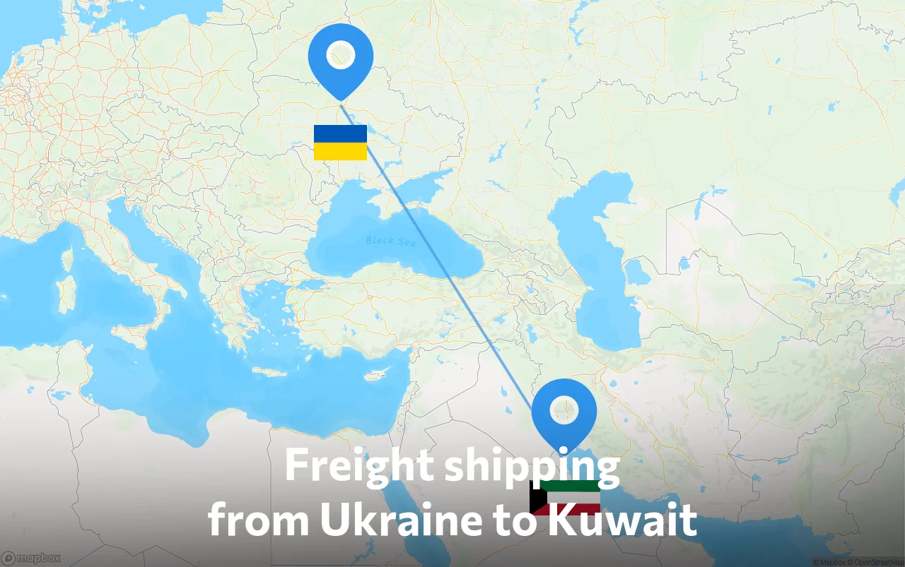 Shipping route from Ukraine to Kuwait