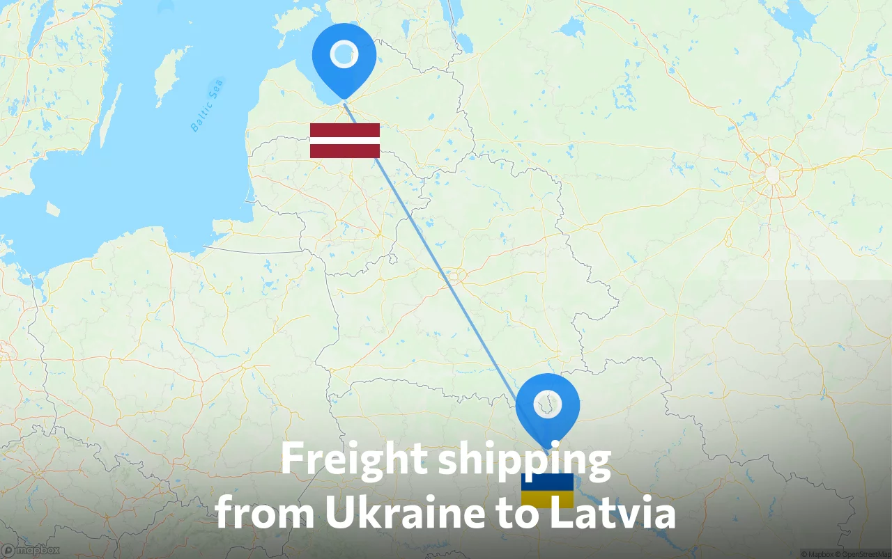 Shipping route from Ukraine to Latvia