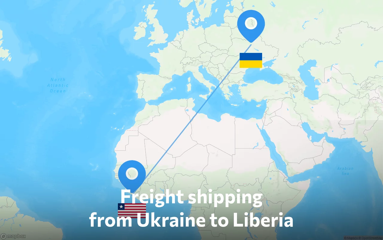 Shipping route from Ukraine to Liberia