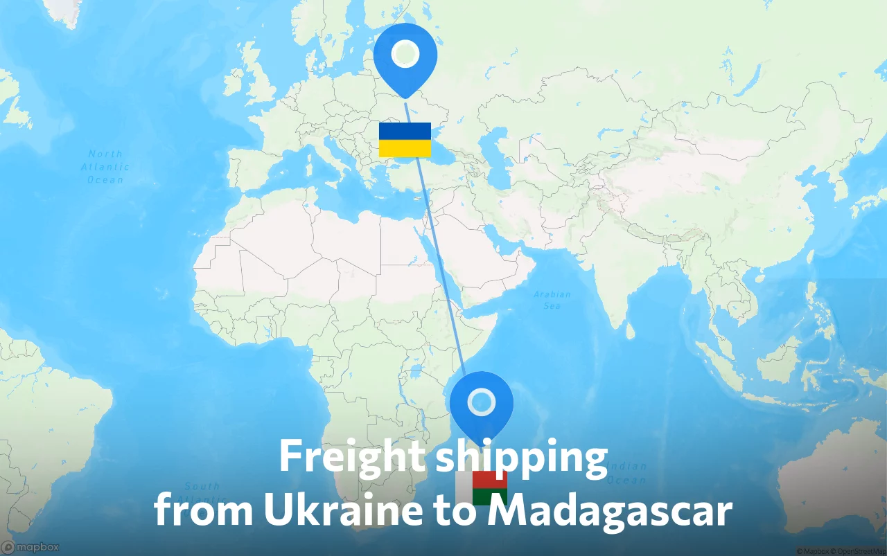 Shipping route from Ukraine to Madagascar