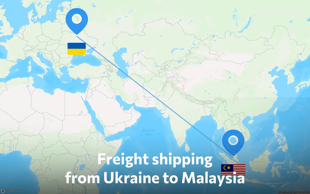 Shipping route from Ukraine to Malaysia