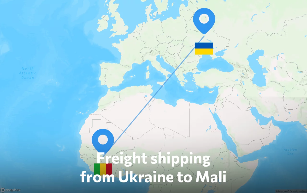 Shipping route from Ukraine to Mali