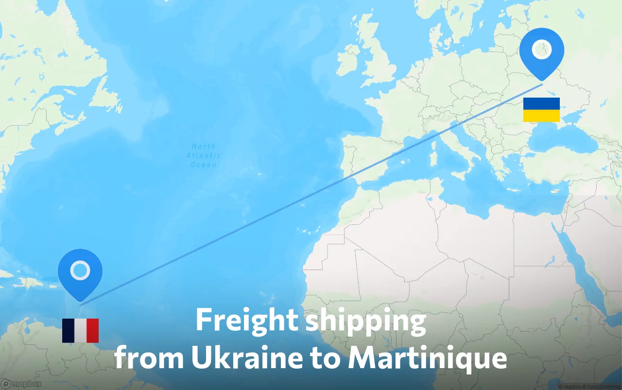 Shipping route from Ukraine to Martinique
