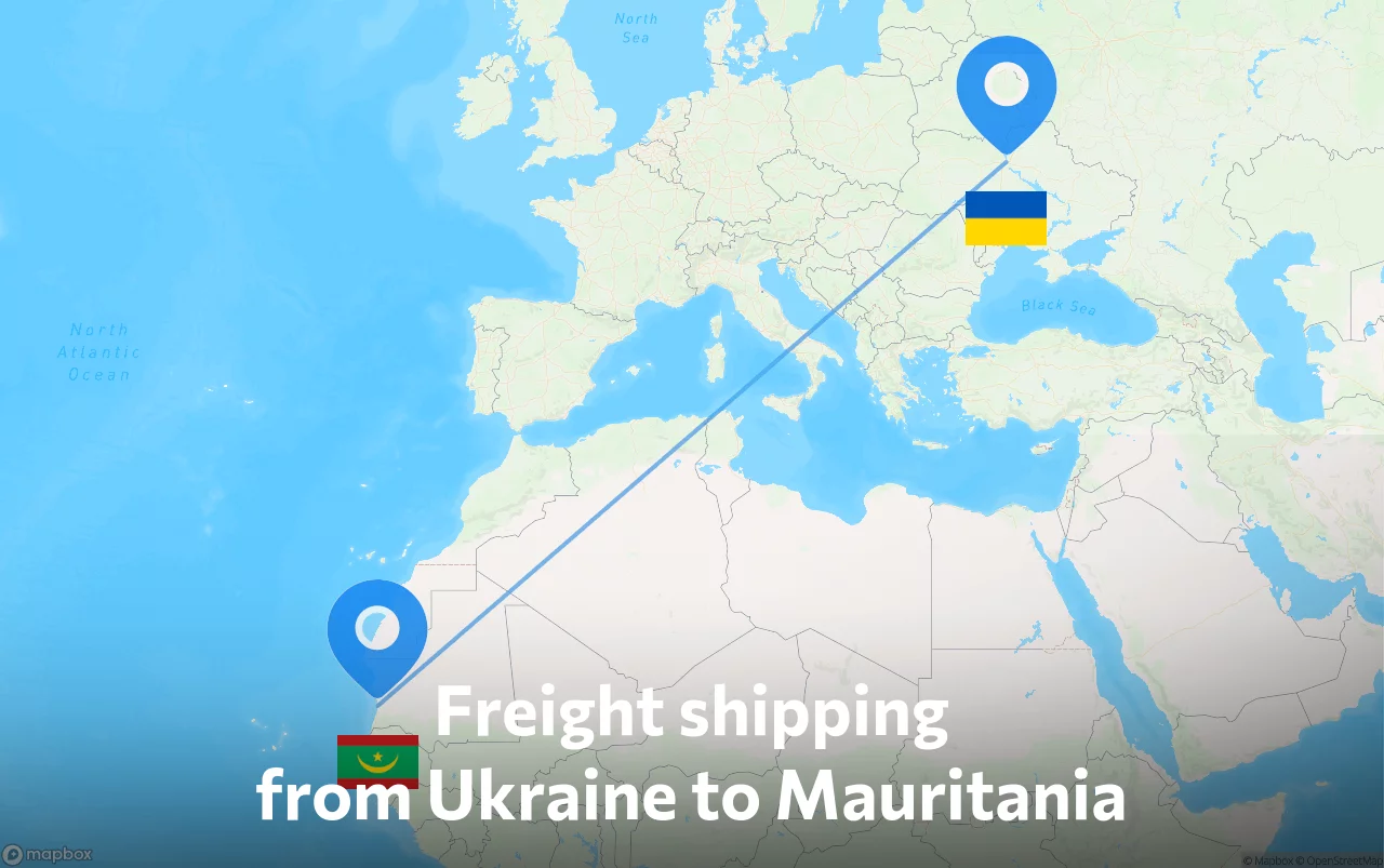 Shipping route from Ukraine to Mauritania