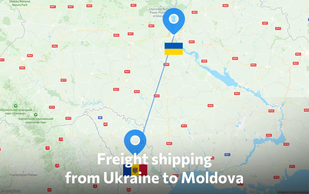 Shipping route from Ukraine to Moldova