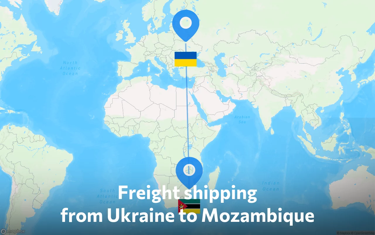 Shipping route from Ukraine to Mozambique