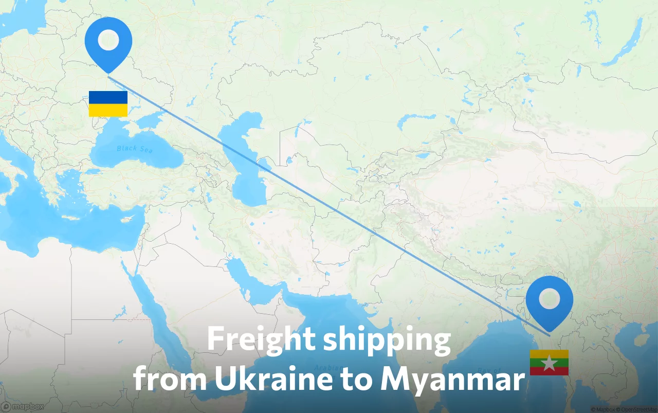 Shipping route from Ukraine to Myanmar