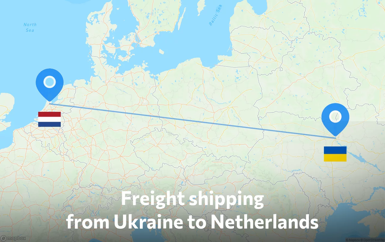 Shipping route from Ukraine to Netherlands
