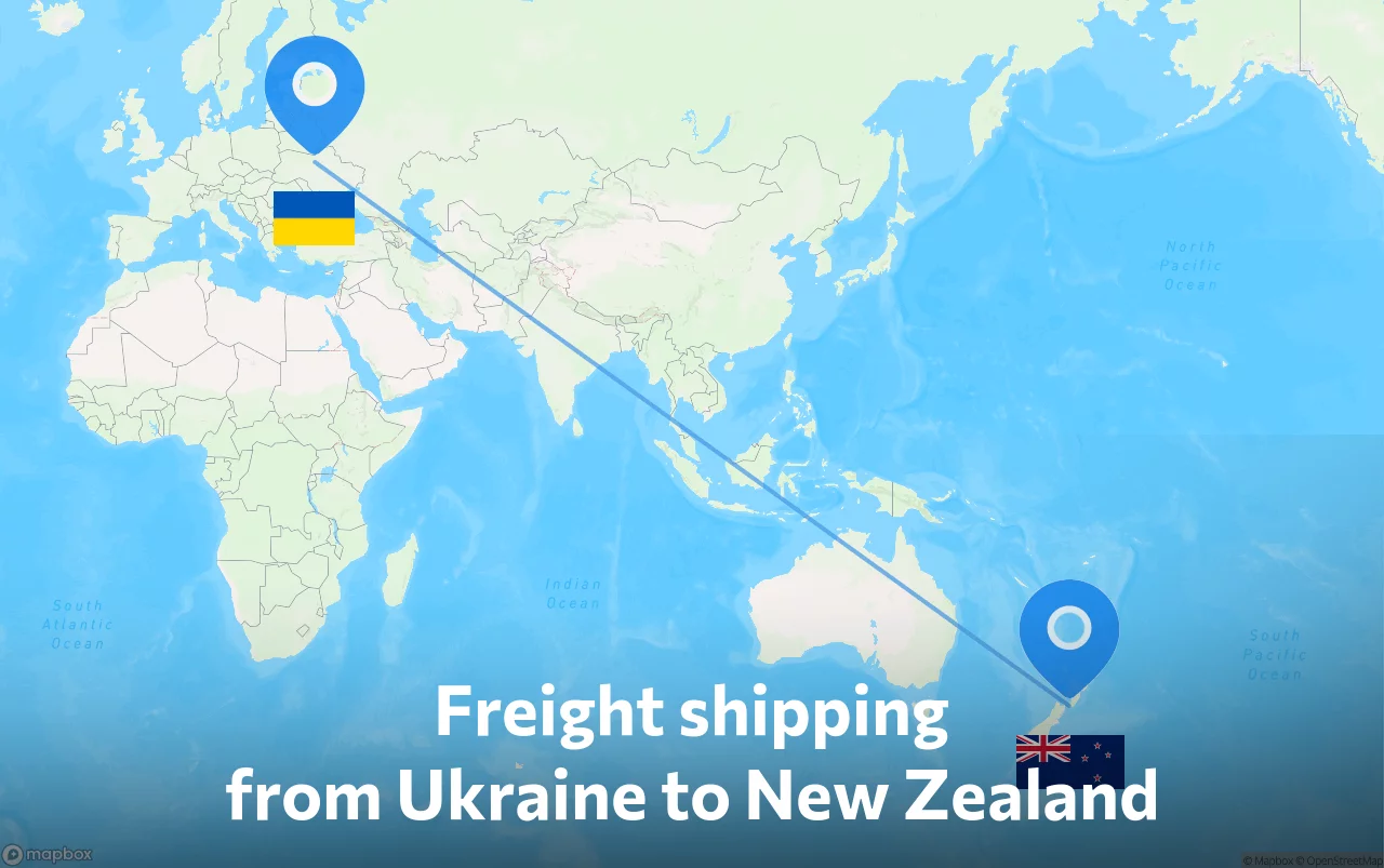 Shipping route from Ukraine to New Zealand