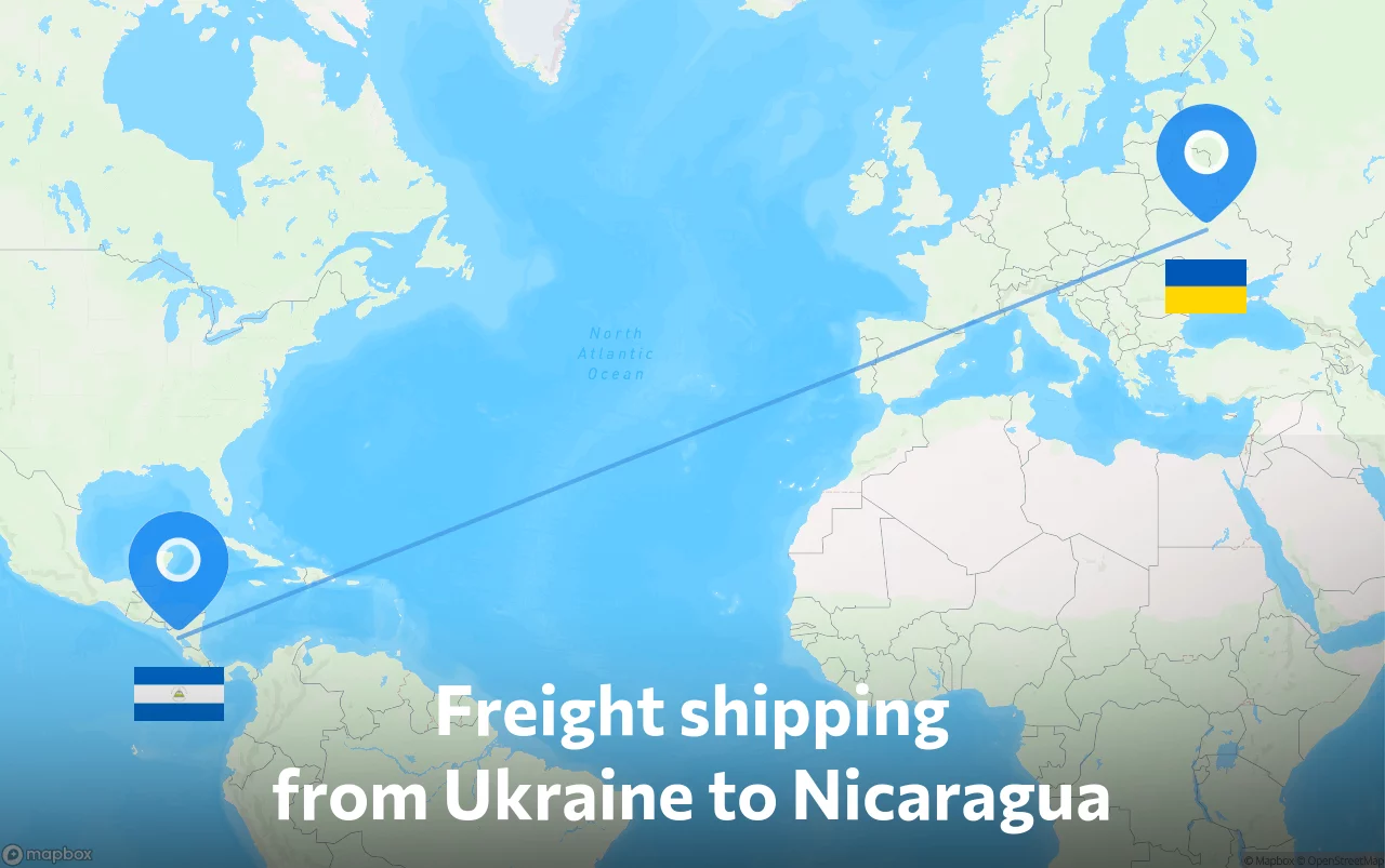 Shipping route from Ukraine to Nicaragua