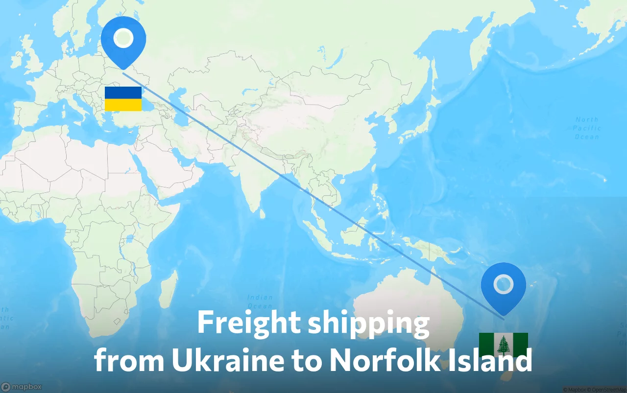 Shipping route from Ukraine to Norfolk Island