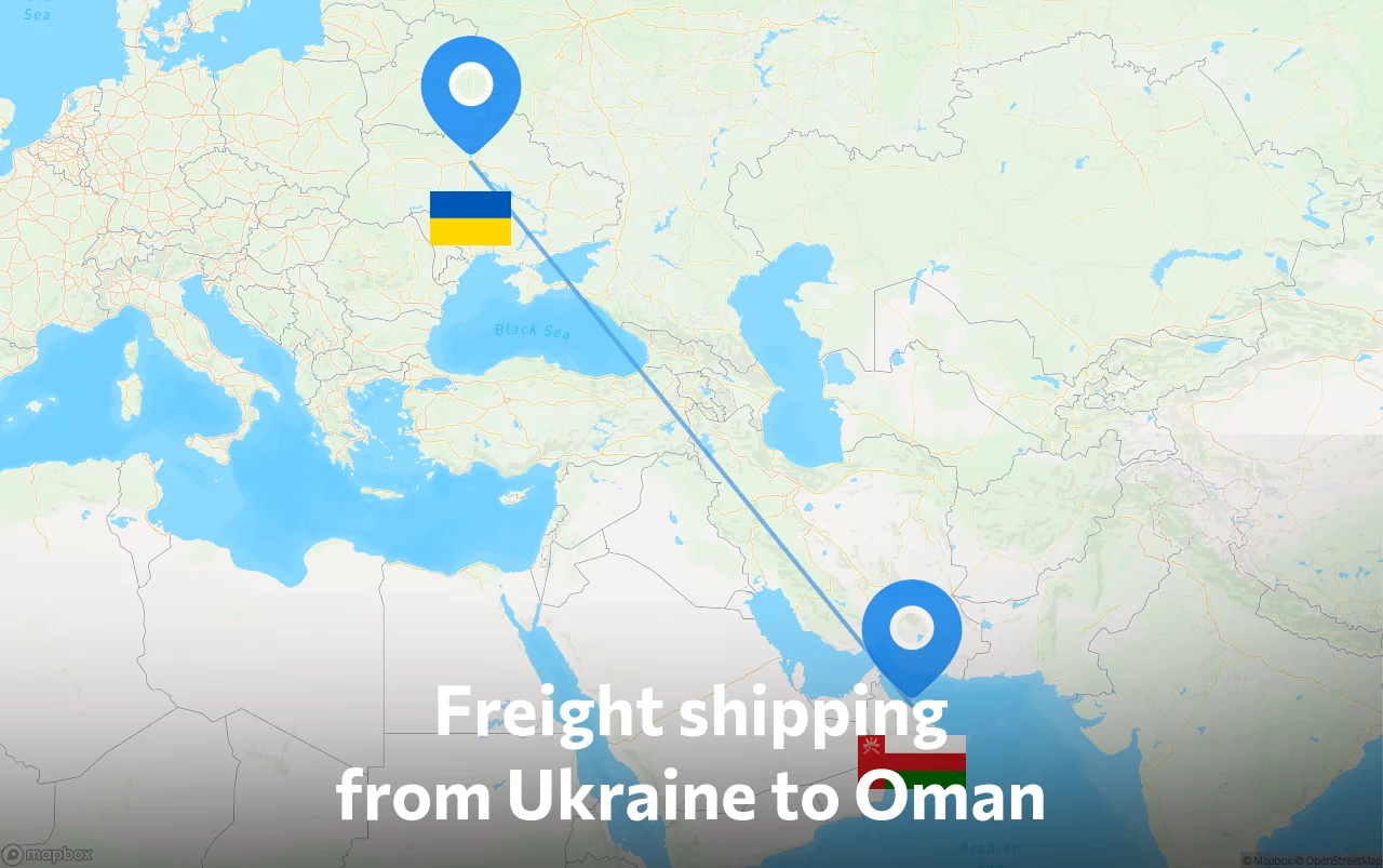 Shipping route from Ukraine to Oman