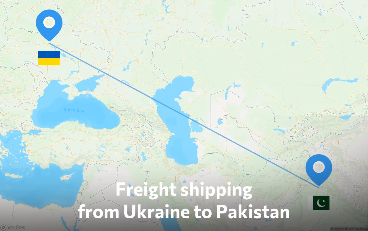 Shipping route from Ukraine to Pakistan