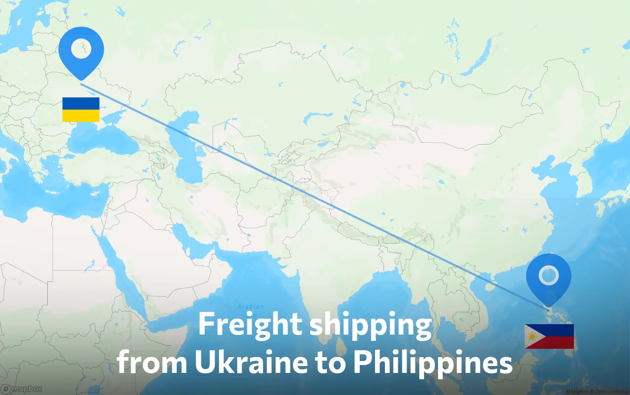Shipping route from Ukraine to Philippines