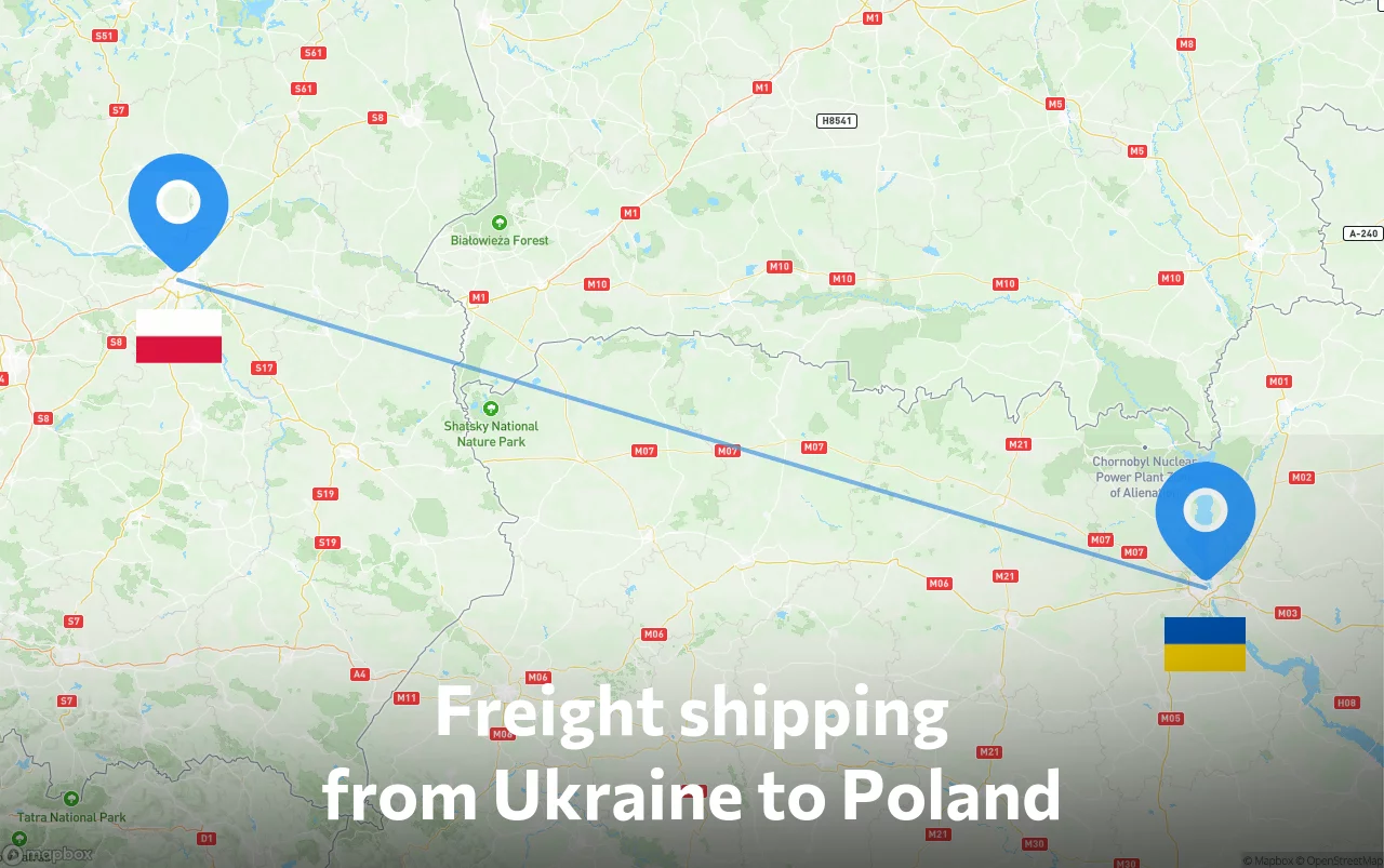 Shipping route from Ukraine to Poland