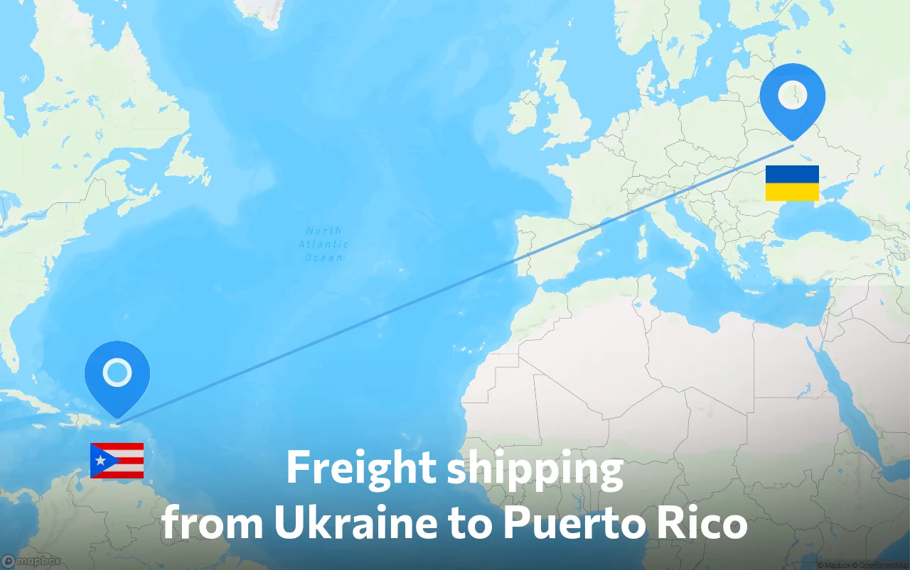 Shipping route from Ukraine to Puerto Rico