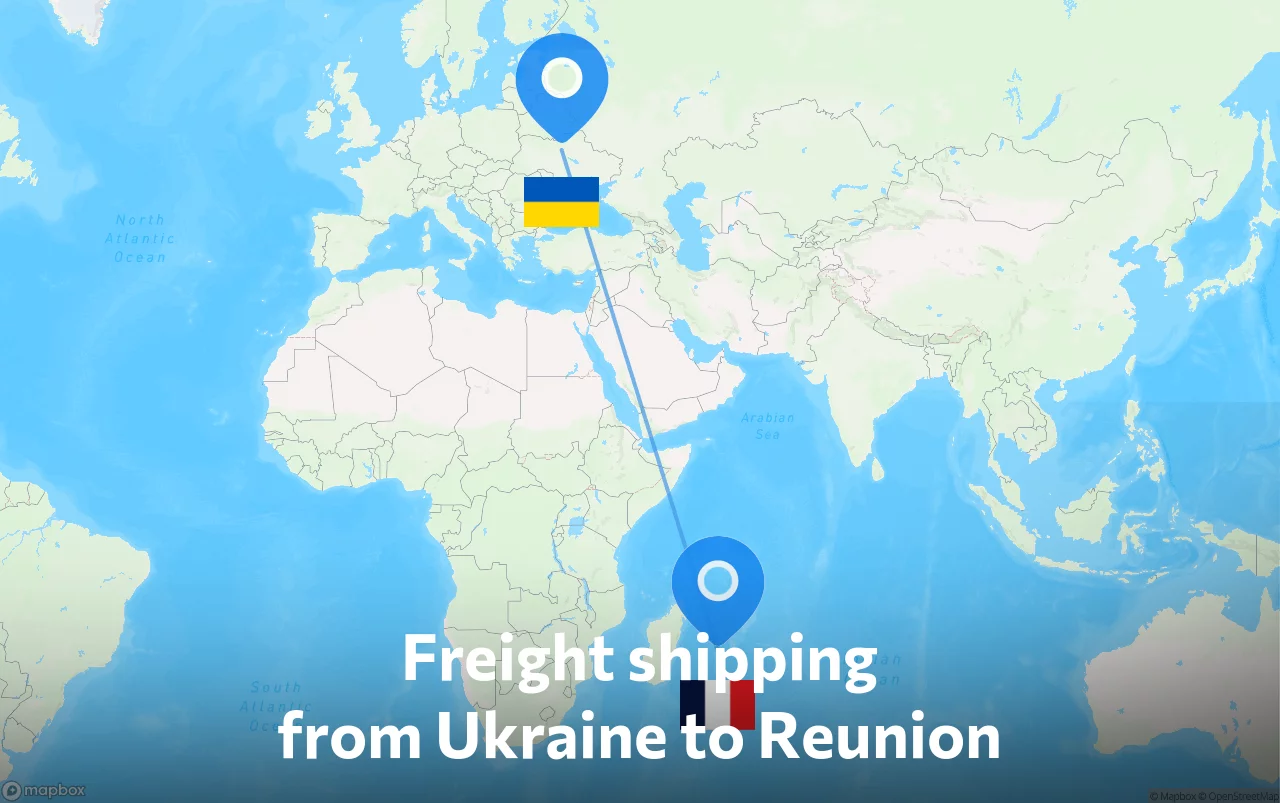 Shipping route from Ukraine to Reunion