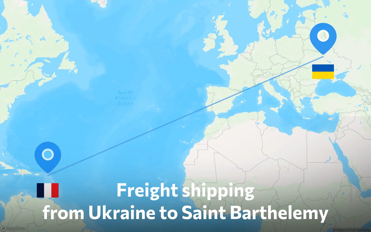 Shipping route from Ukraine to Saint Barthelemy