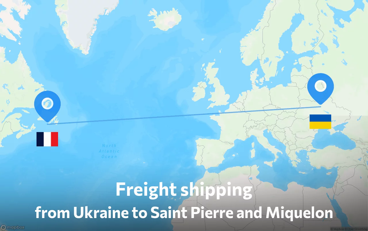 Shipping route from Ukraine to Saint Pierre and Miquelon