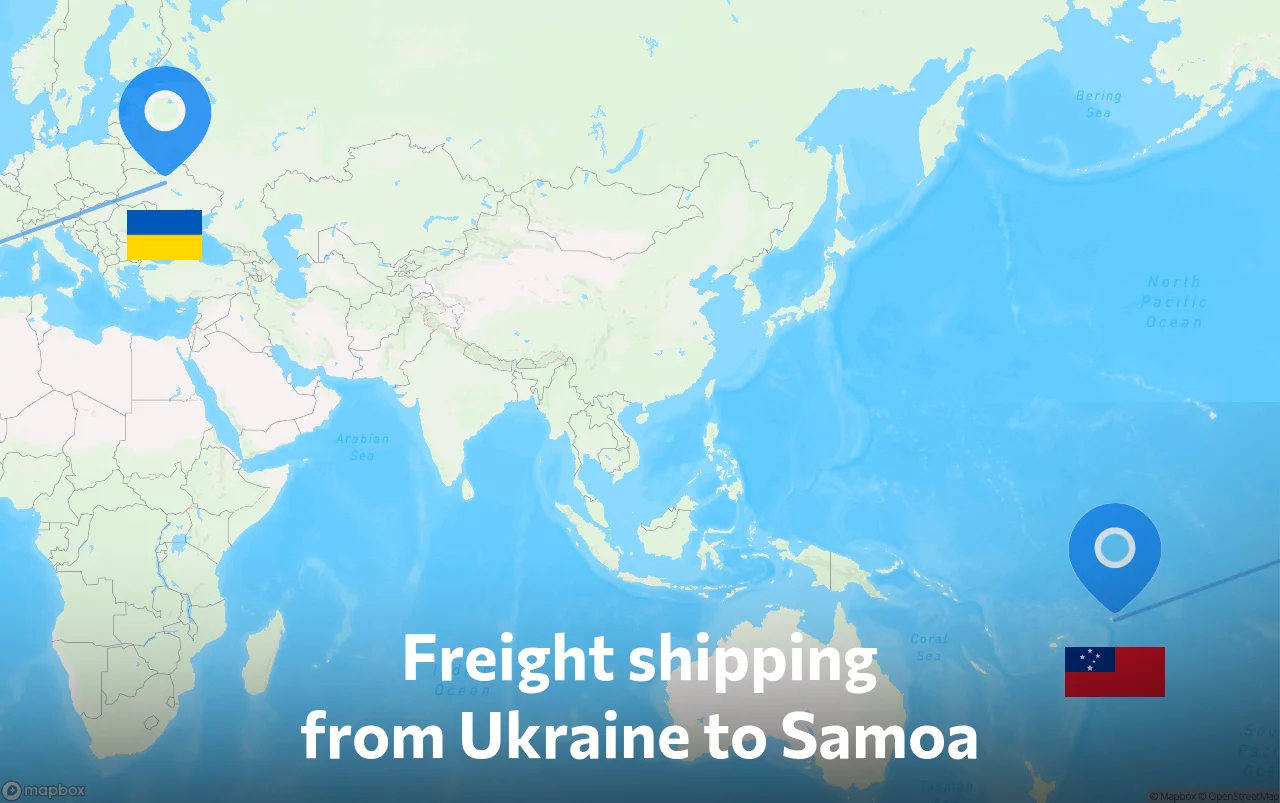 Shipping route from Ukraine to Samoa