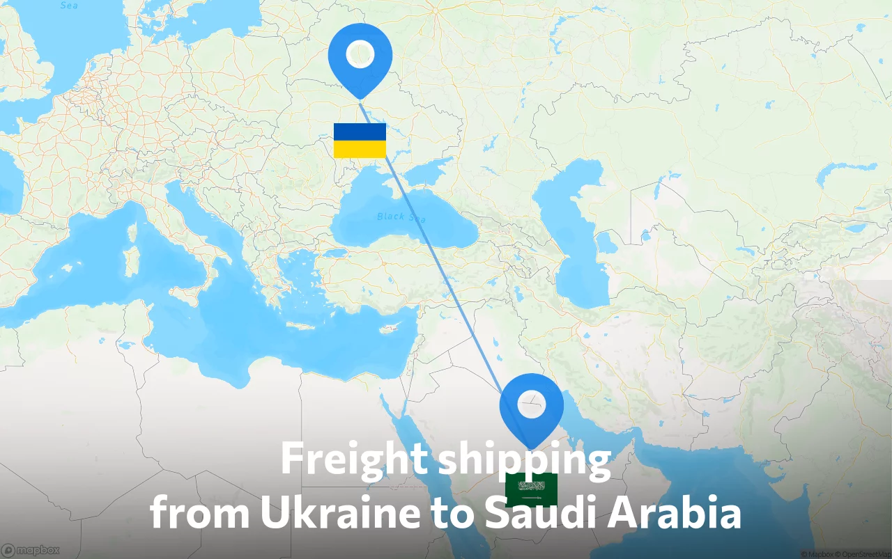 Shipping route from Ukraine to Saudi Arabia