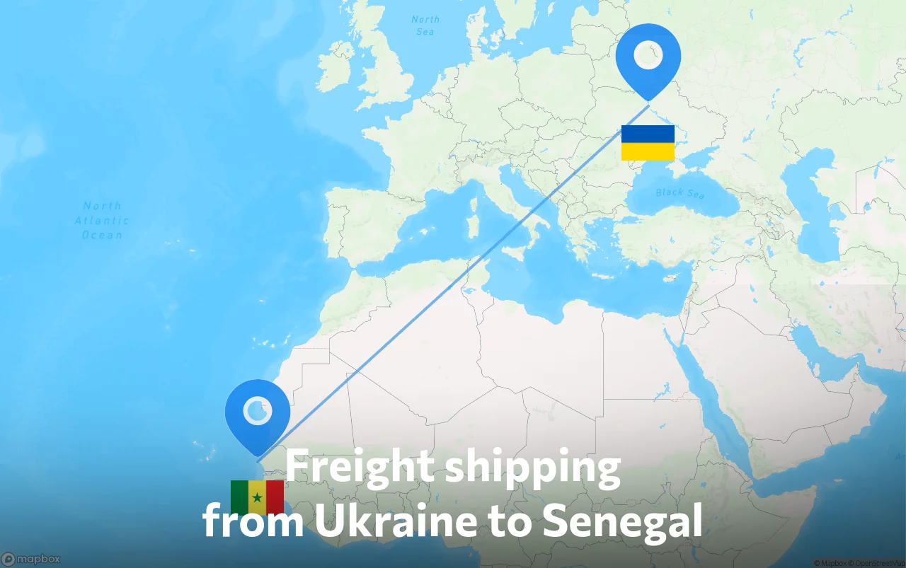 Shipping route from Ukraine to Senegal