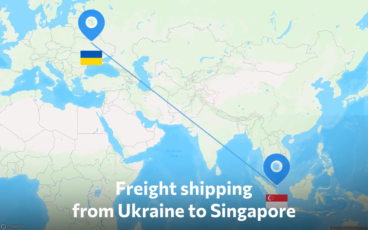 Shipping route from Ukraine to Singapore