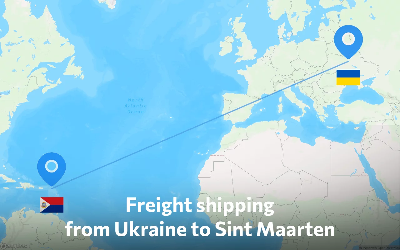 Shipping route from Ukraine to Sint Maarten