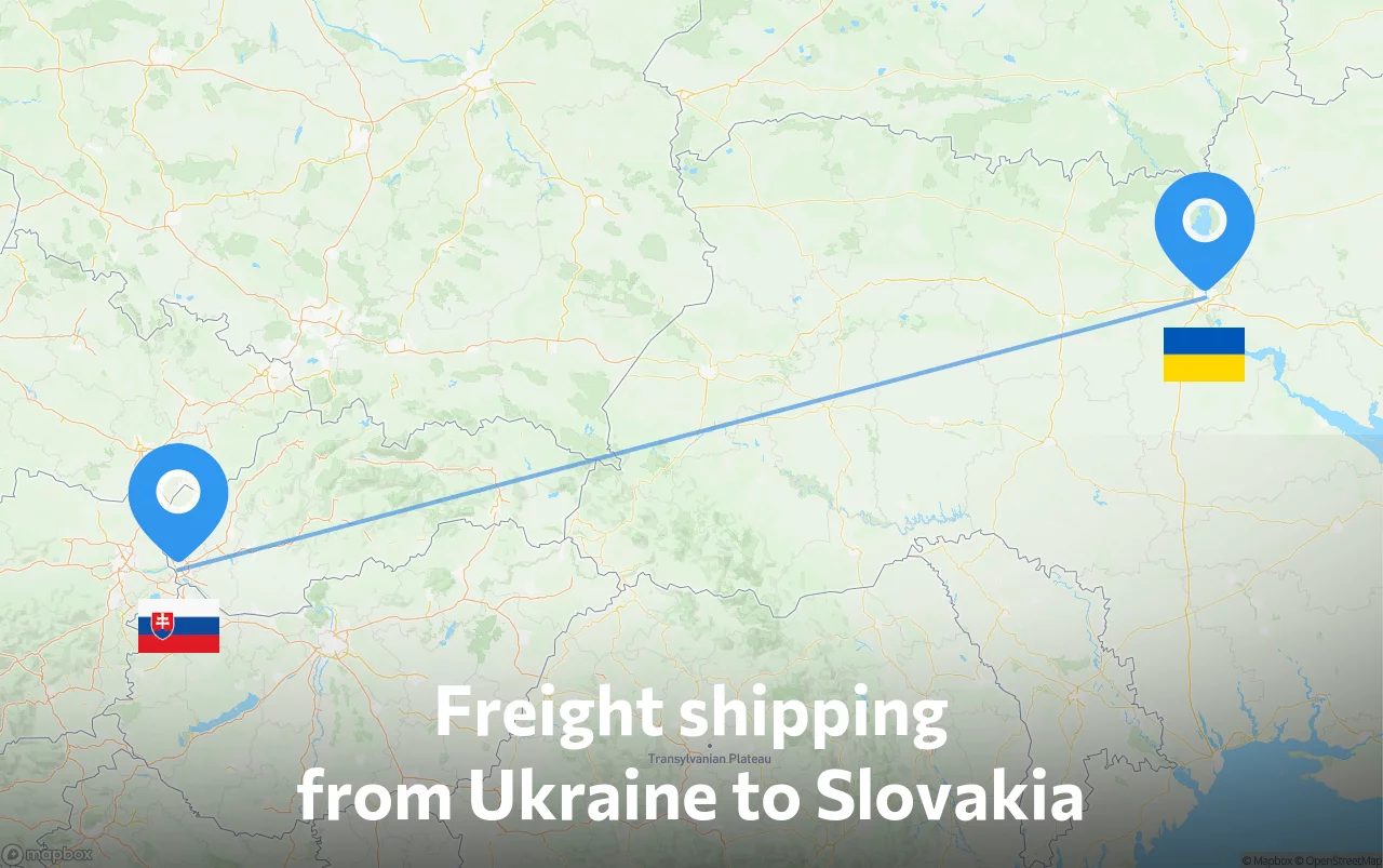 Shipping route from Ukraine to Slovakia