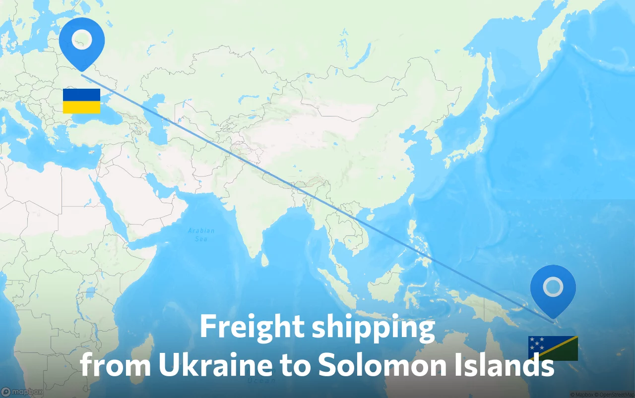 Shipping route from Ukraine to Solomon Islands