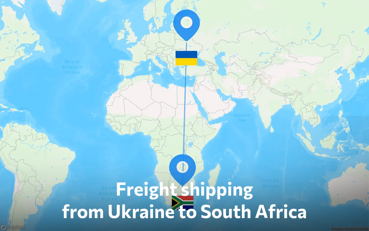 Shipping route from Ukraine to South Africa