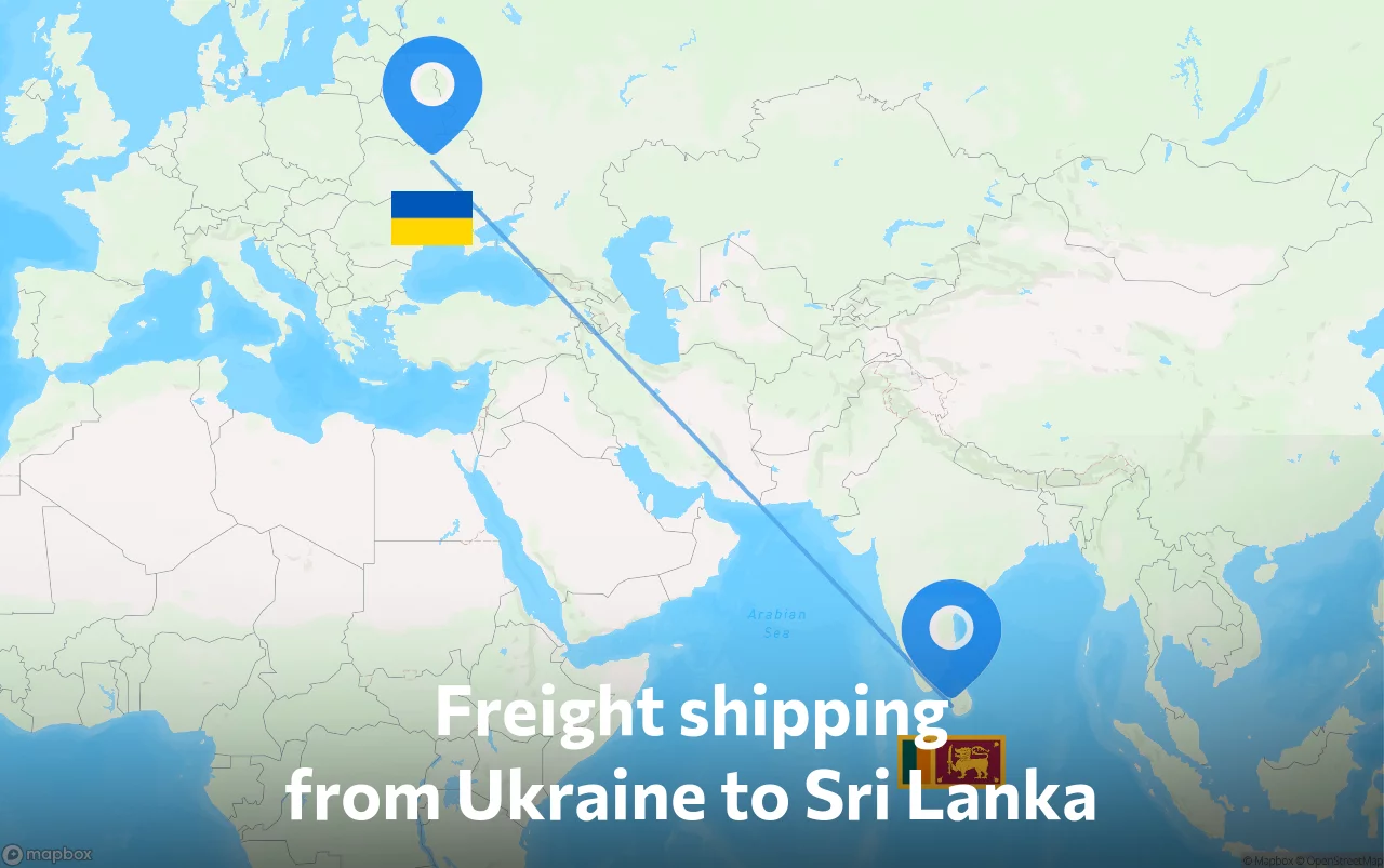 Shipping route from Ukraine to Sri Lanka