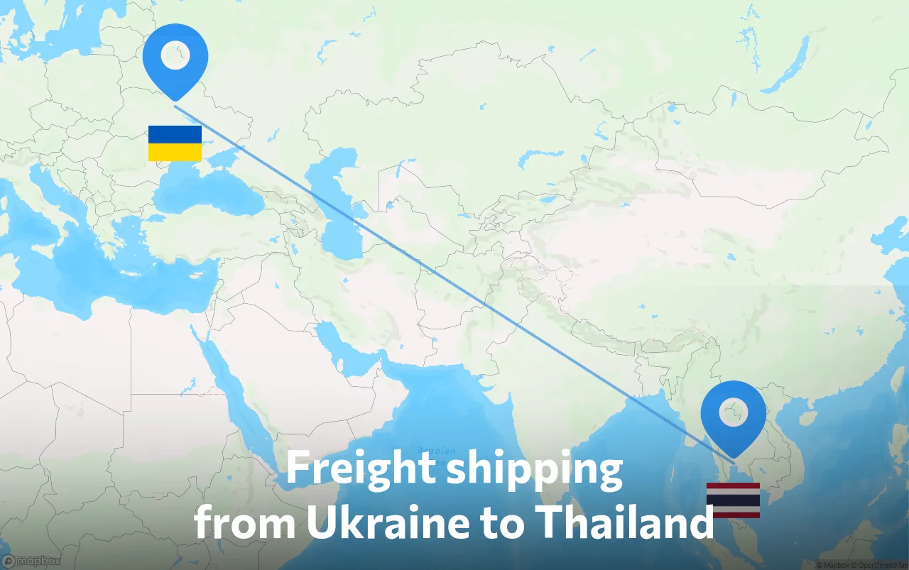 Shipping route from Ukraine to Thailand