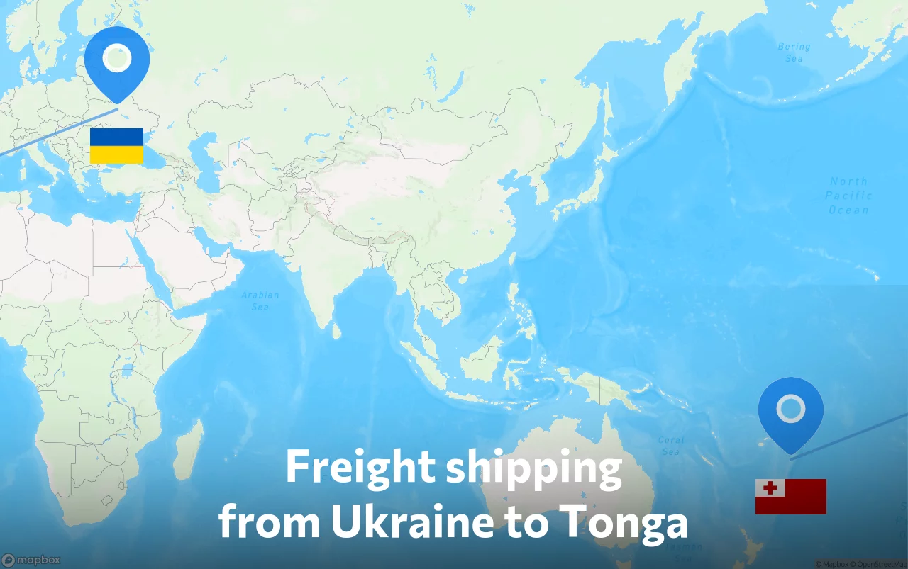 Shipping route from Ukraine to Tonga