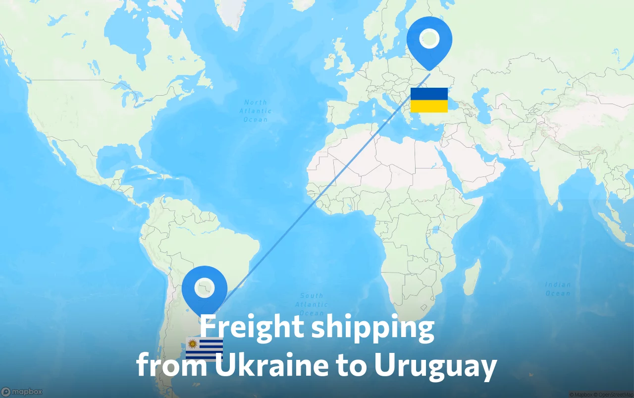Shipping route from Ukraine to Uruguay