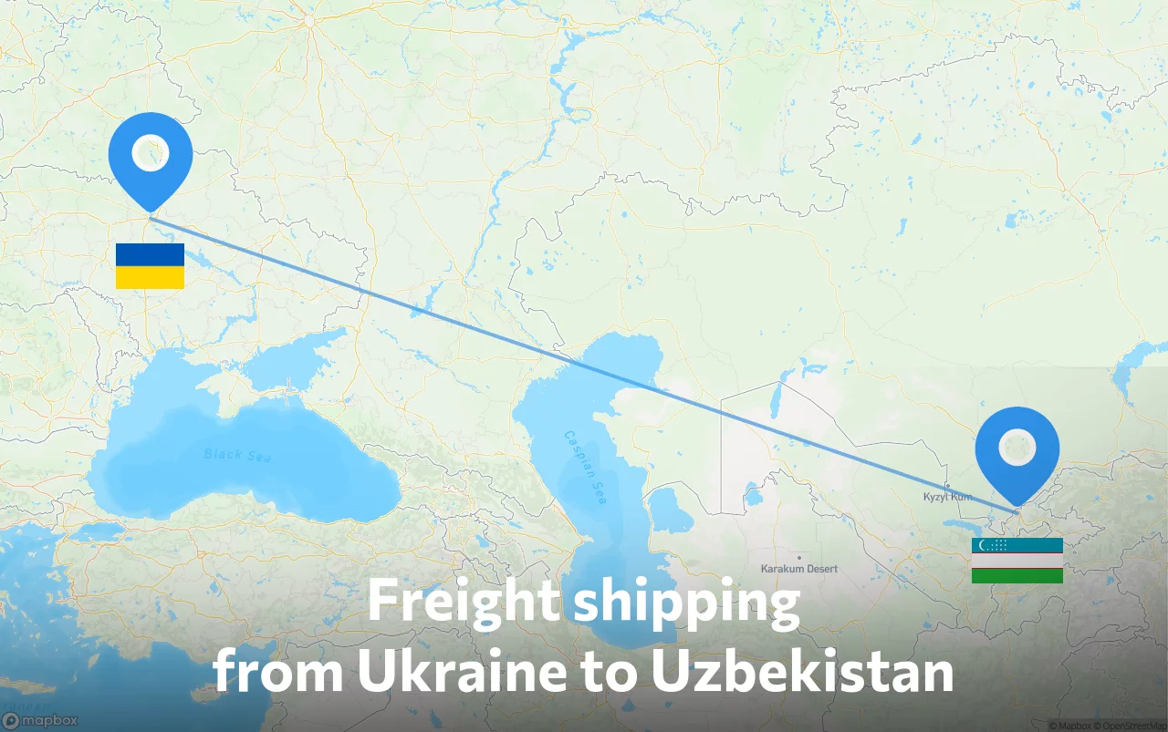 Shipping route from Ukraine to Uzbekistan