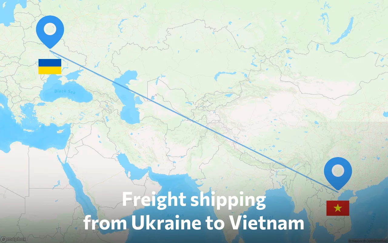 Shipping route from Ukraine to Vietnam