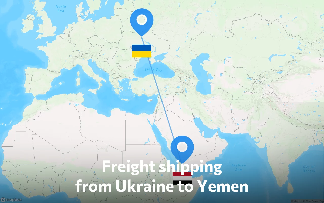 Shipping route from Ukraine to Yemen