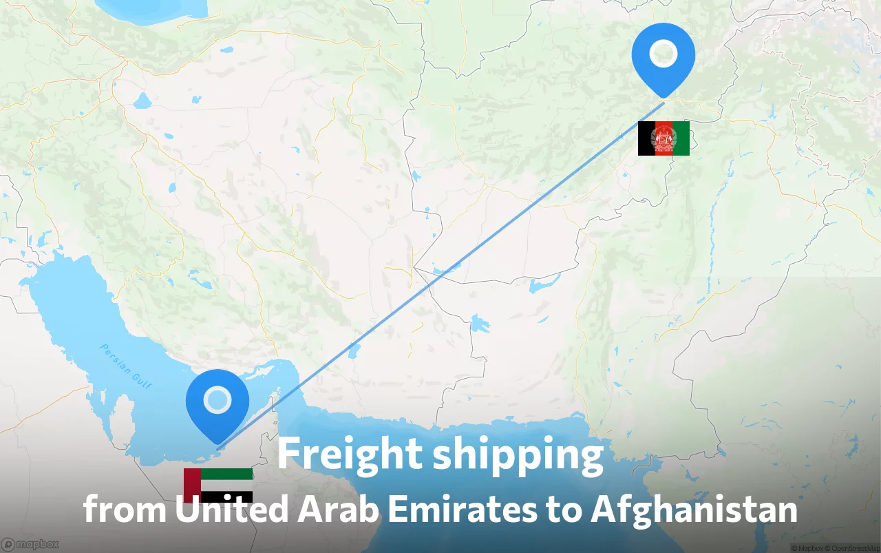 Shipping route from United Arab Emirates to Afghanistan