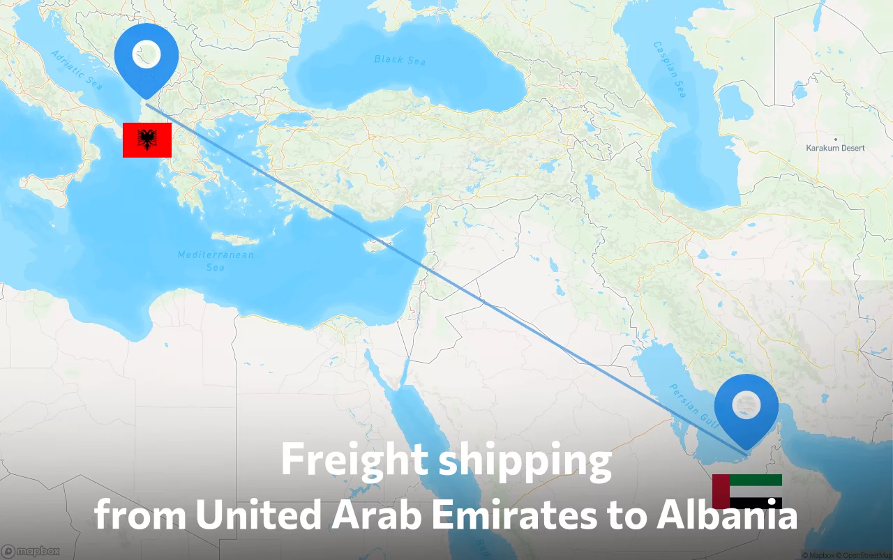 Shipping route from United Arab Emirates to Albania