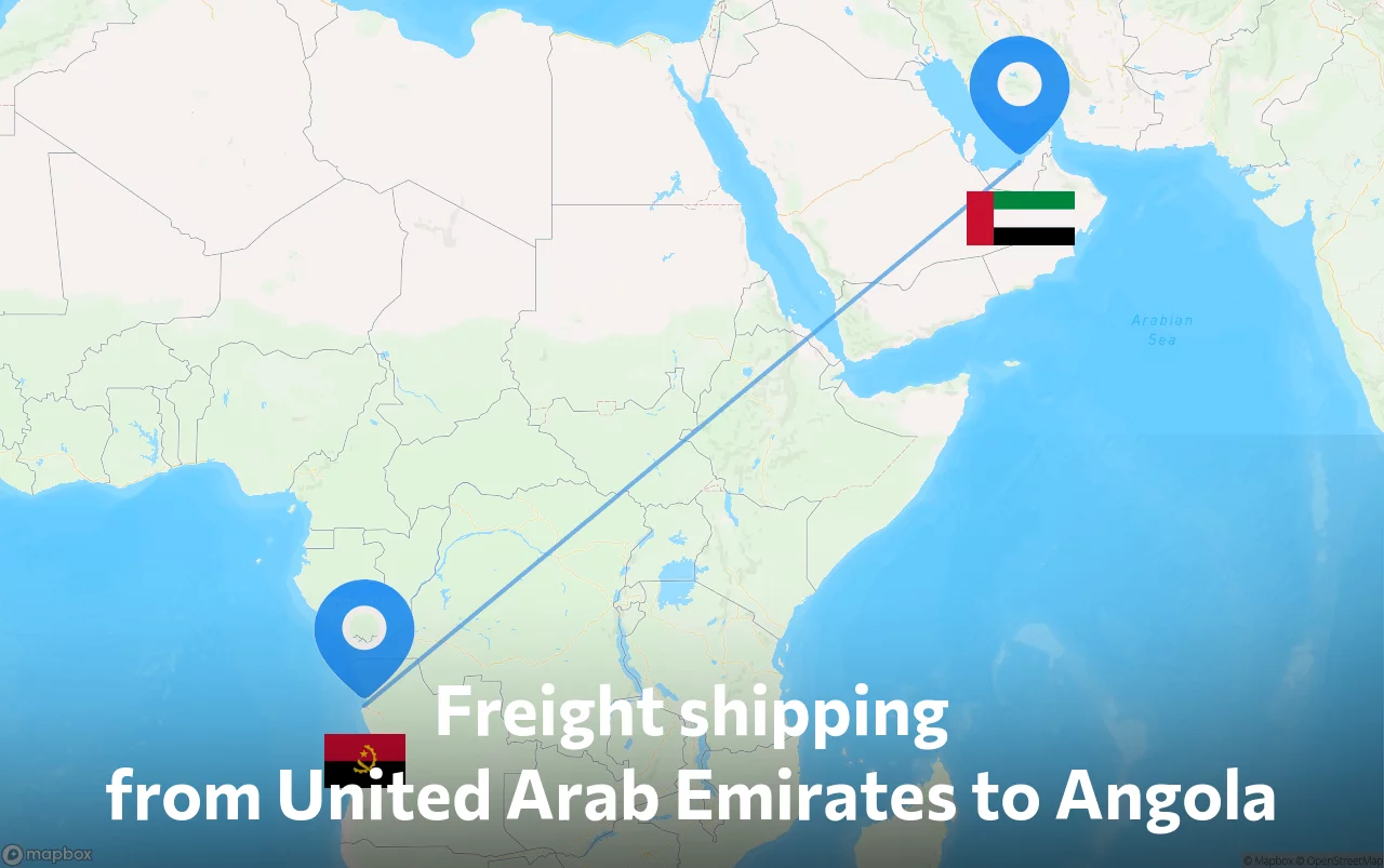 Shipping route from United Arab Emirates to Angola