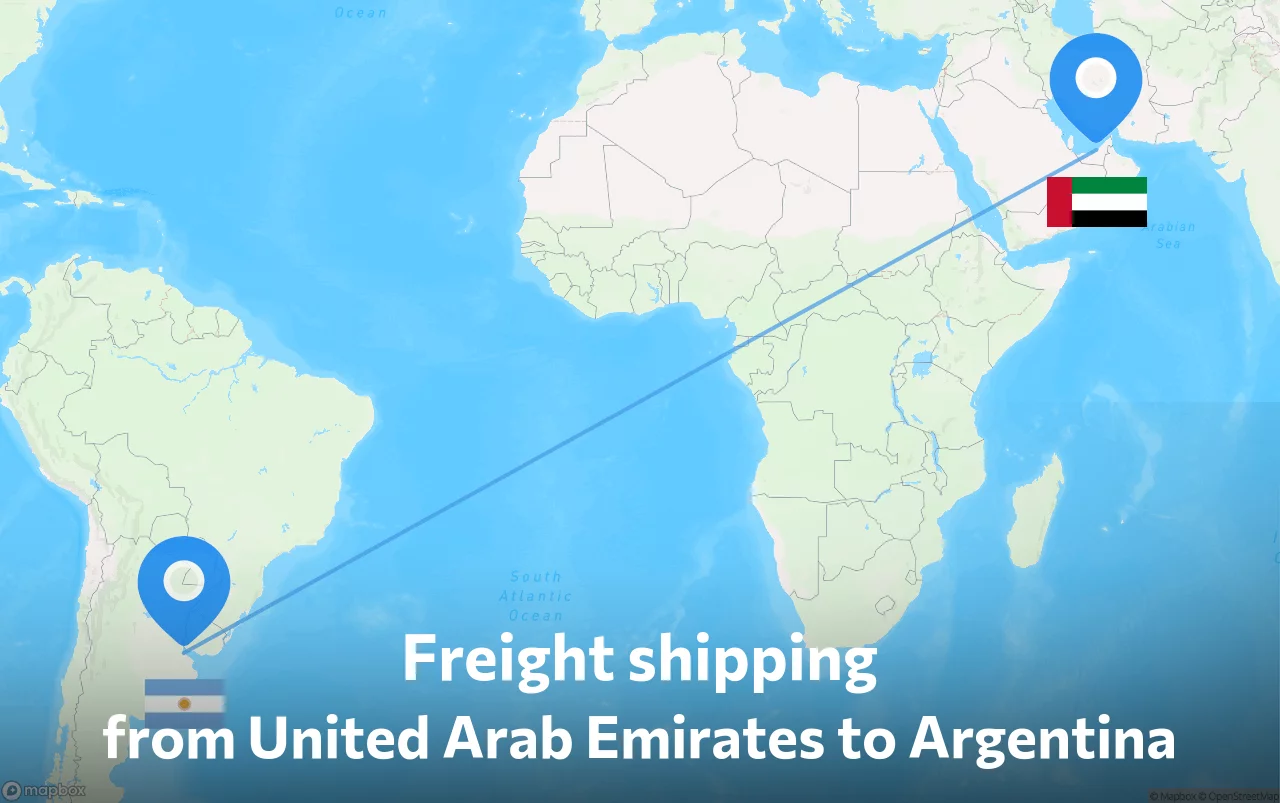 Shipping route from United Arab Emirates to Argentina