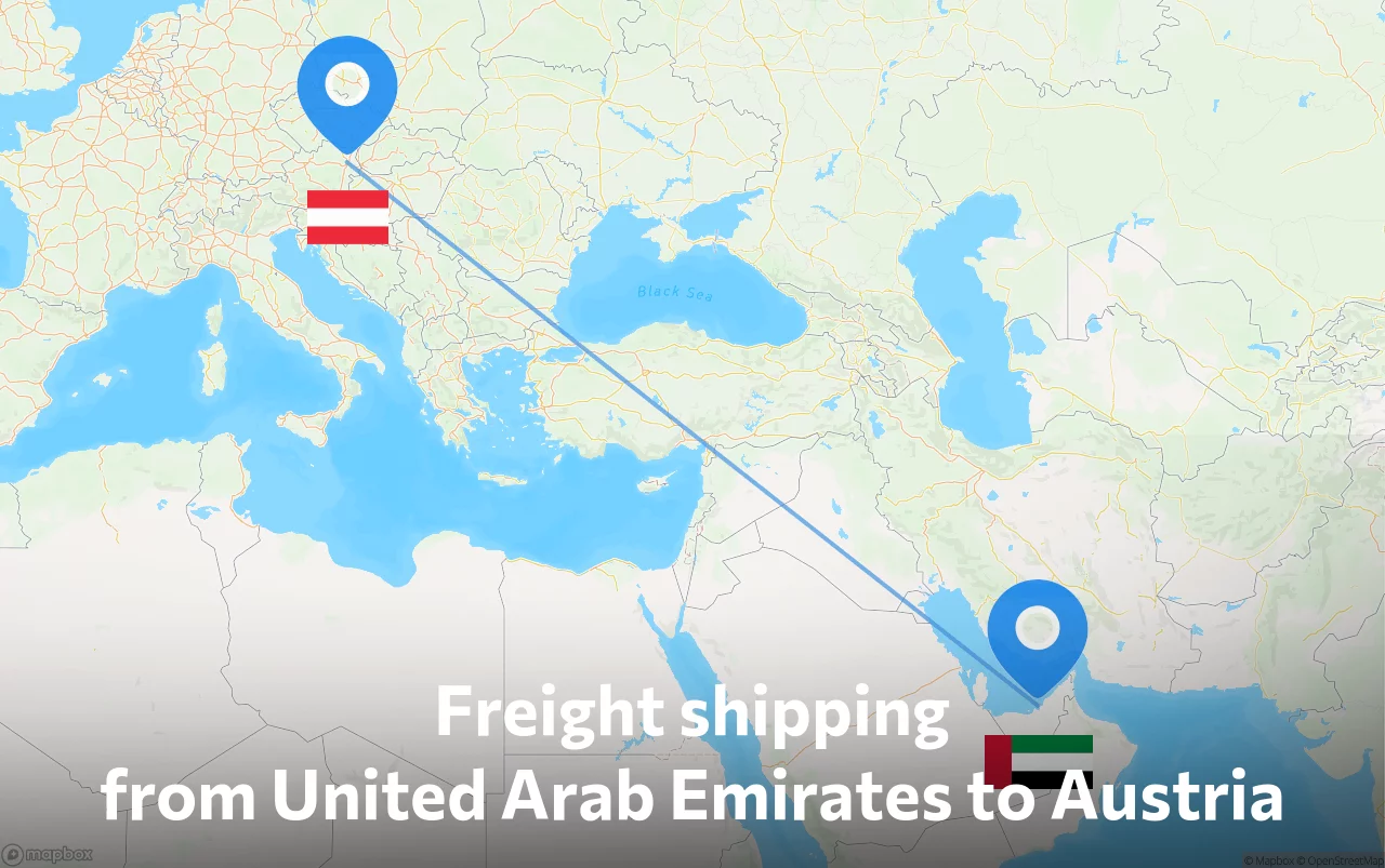 Shipping route from United Arab Emirates to Austria