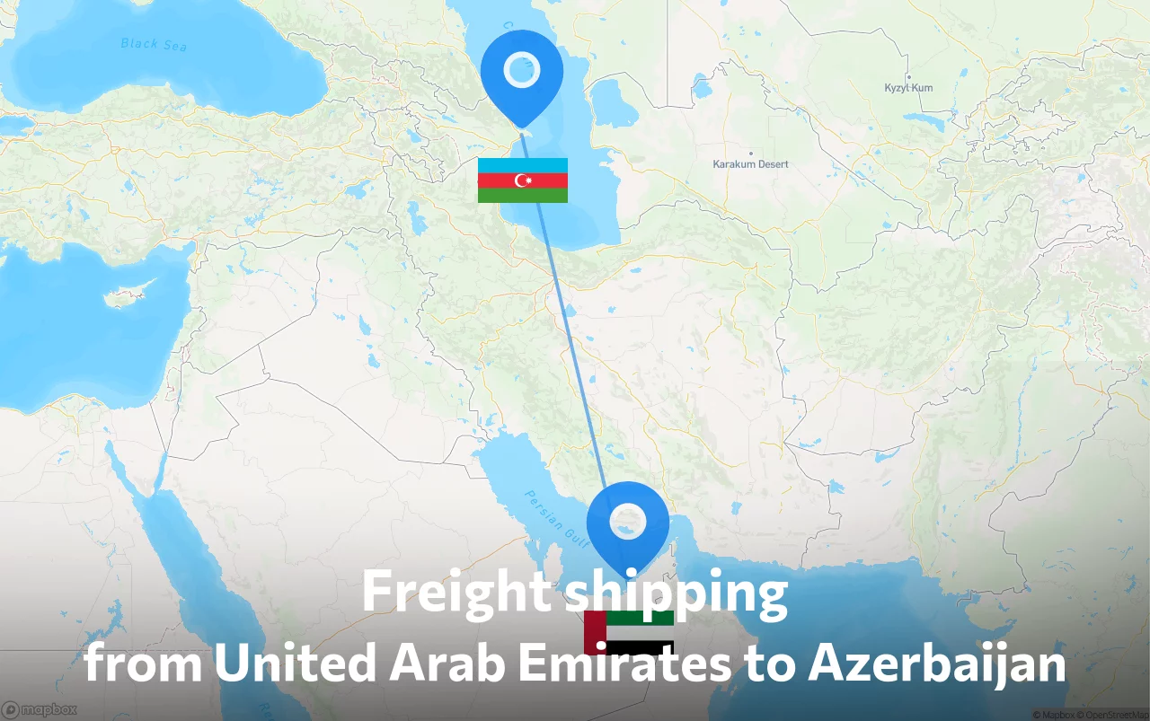 Shipping route from United Arab Emirates to Azerbaijan