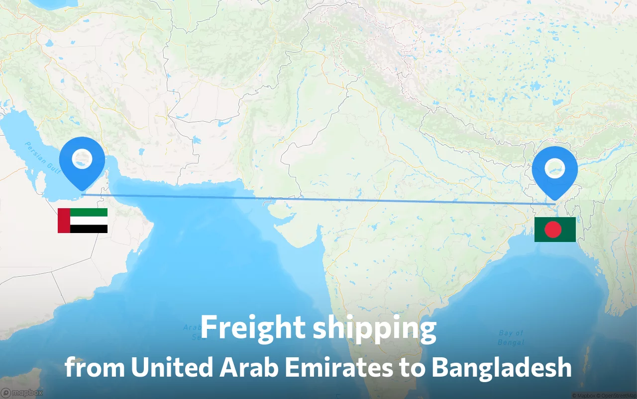 Shipping route from United Arab Emirates to Bangladesh