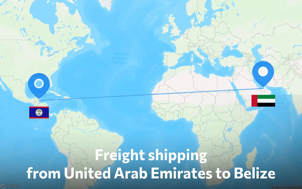 Shipping route from United Arab Emirates to Belize