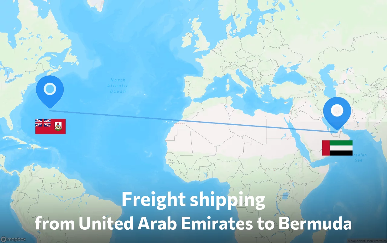 Shipping route from United Arab Emirates to Bermuda